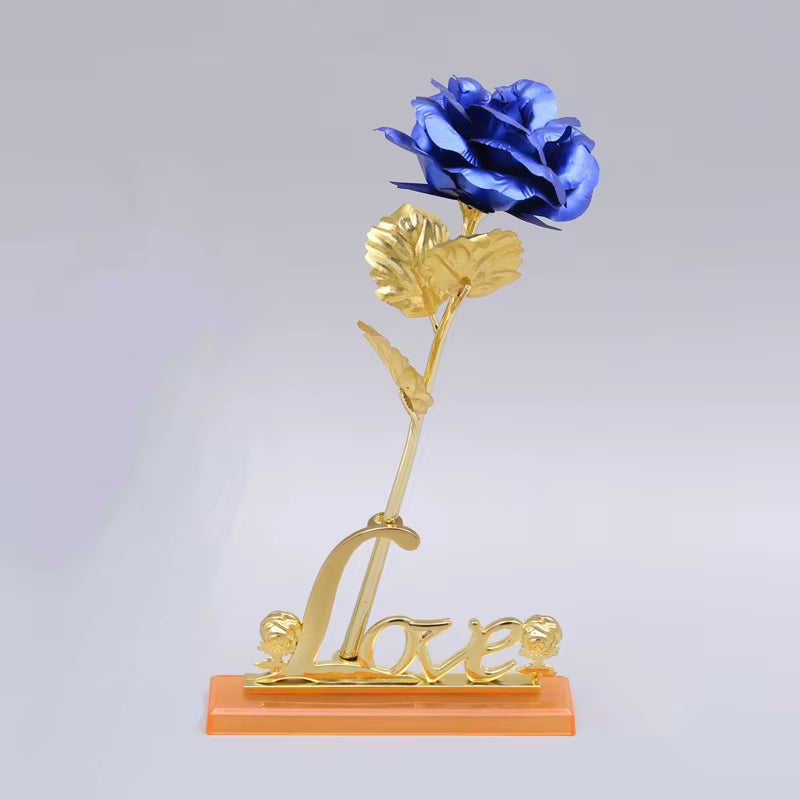 24K Plated Gold Rose Artificial Flower 24K Foil Rose Galaxy Box Birthday Valentine Mother'S Day Christmas Creative Gift