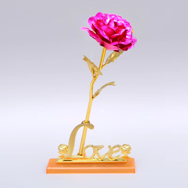 24K Plated Gold Rose Artificial Flower 24K Foil Rose Galaxy Box Birthday Valentine Mother'S Day Christmas Creative Gift