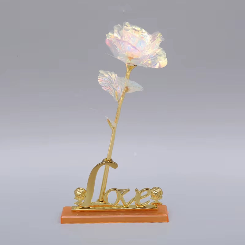 24K Plated Gold Rose Artificial Flower 24K Foil Rose Galaxy Box Birthday Valentine Mother'S Day Christmas Creative Gift