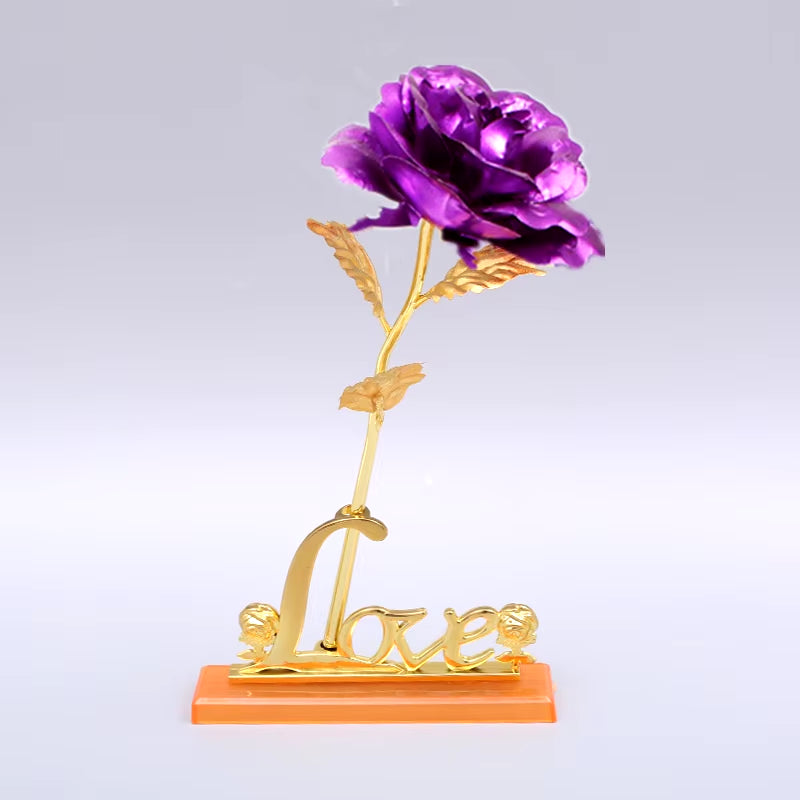 24K Plated Gold Rose Artificial Flower 24K Foil Rose Galaxy Box Birthday Valentine Mother'S Day Christmas Creative Gift