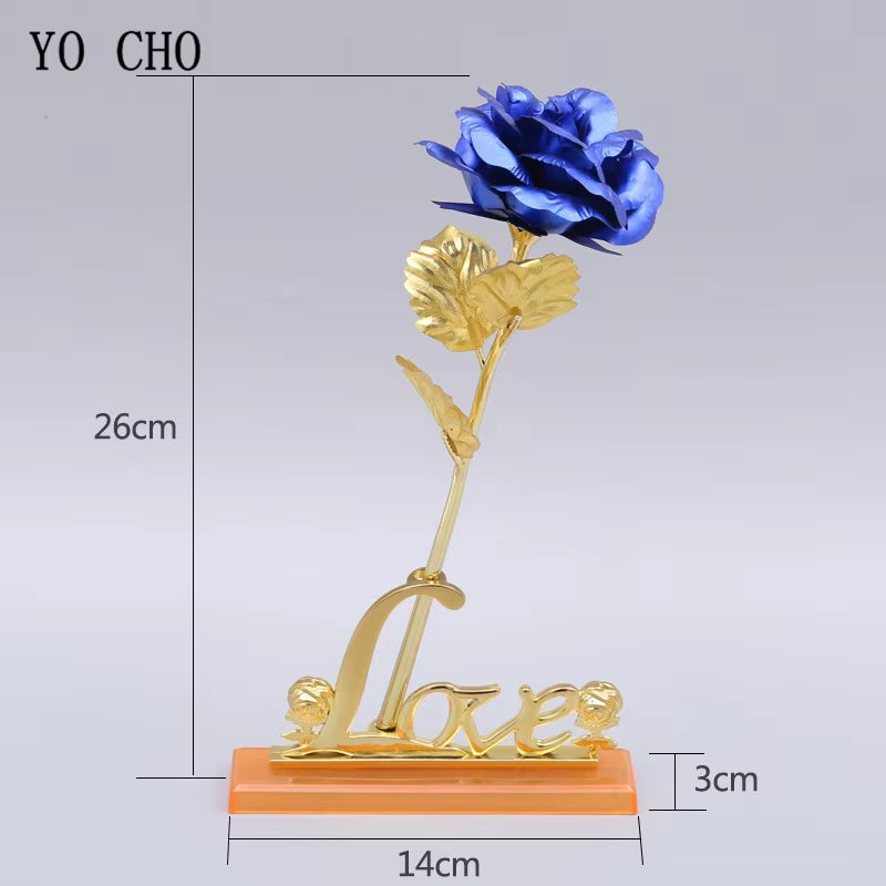 24K Plated Gold Rose Artificial Flower 24K Foil Rose Galaxy Box Birthday Valentine Mother'S Day Christmas Creative Gift