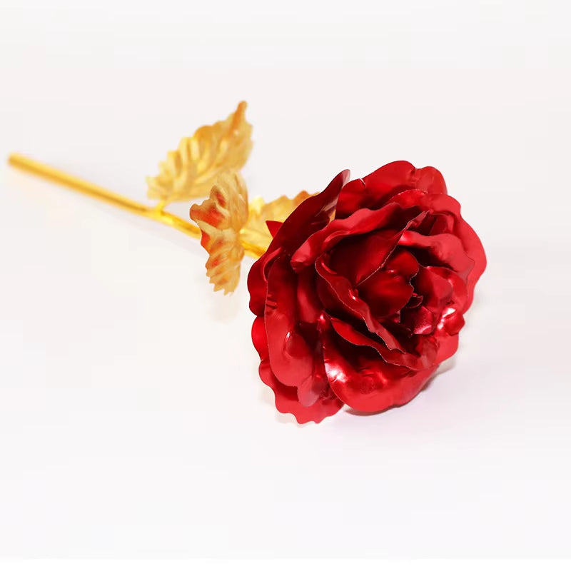 24K Plated Gold Rose Artificial Flower 24K Foil Rose Galaxy Box Birthday Valentine Mother'S Day Christmas Creative Gift