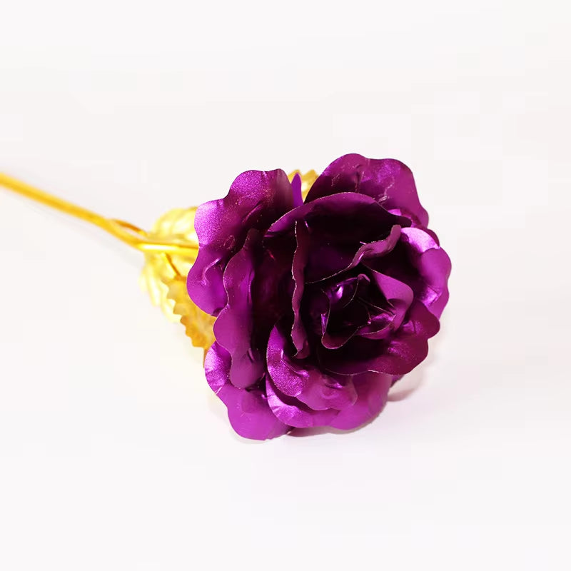 24K Plated Gold Rose Artificial Flower 24K Foil Rose Galaxy Box Birthday Valentine Mother'S Day Christmas Creative Gift